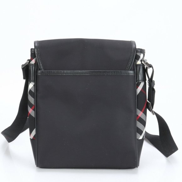 Burberry Check Leather Shoulder Bag Tote Black Men's - Picture 6 of 15